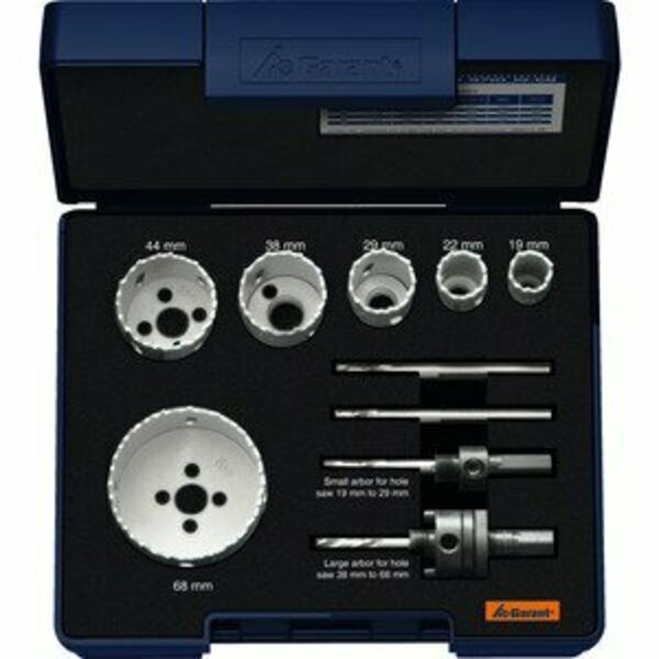 Garant 19 to 68 mm Hole saw set with Mounting Shafts and Center Drills, 12 Pc 589710 19-68
